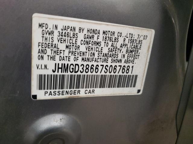JHMGD38667S067681 - 2007 HONDA FIT S 银色 照片 13