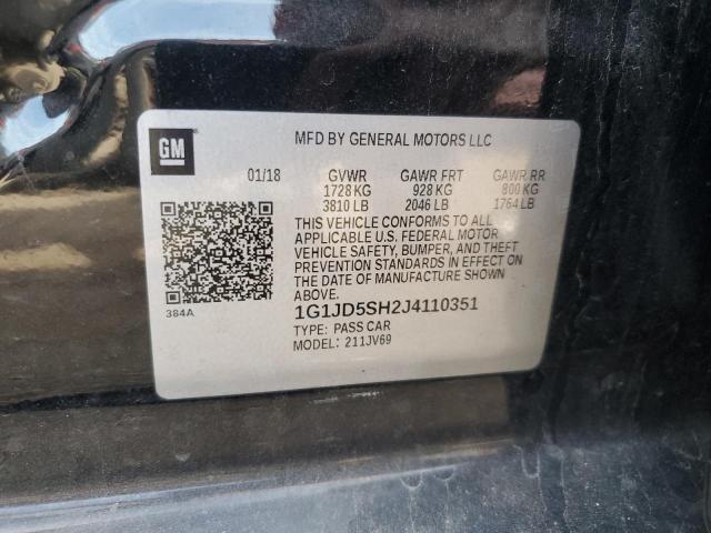 1G1JD5SH2J4110351 - 2018 CHEVROLET SONIC LT 黑色 照片 12