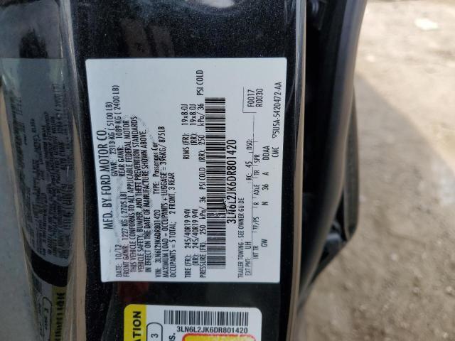 3LN6L2JK6DR801420 - 2013 LINCOLN MKZ BLACK photo 12
