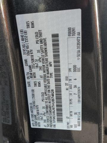 1FMCU9J97HUB74828 - 2017 FORD ESCAPE TITANIUM GRAY photo 13