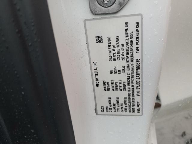 5YJ3E1EA7PF500576 - 2023 TESLA MODEL 3 白色 照片 12