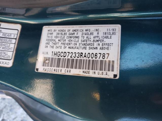 1HGCD7233RA006787 - 1994 HONDA ACCORD LX BLUE photo 13