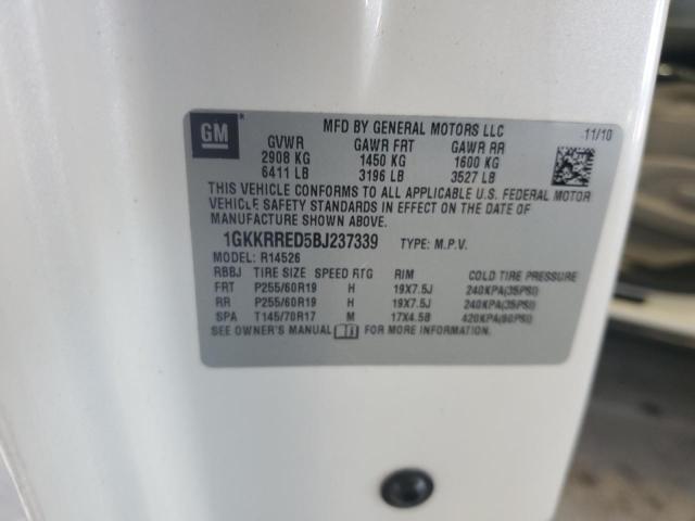 1GKKRRED5BJ237339 - 2011 GMC ACADIA SLT-1 白色 照片 13