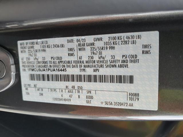 1FMCU9JA1PUA16445 - 2023 FORD ESCAPE PLATINUM GRAY photo 12