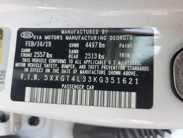 5XXGT4L33KG351621 - 2019 KIA OPTIMA LX თეთრი ფოტო 13