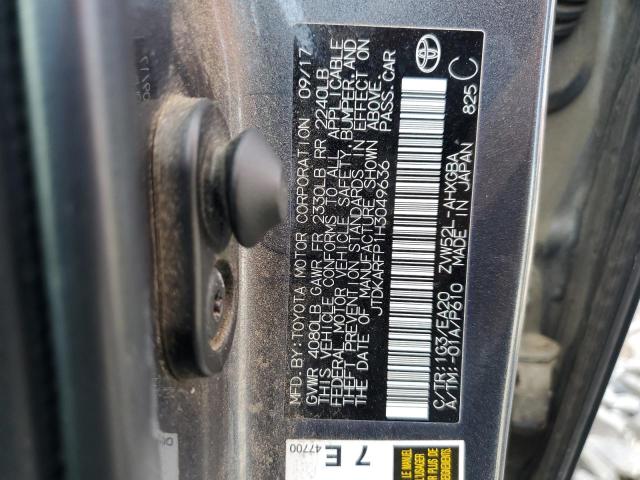 JTDKARFP1H3049636 - 2017 TOYOTA PRIUS PRIM ნაცრისფერი ფოტო 14