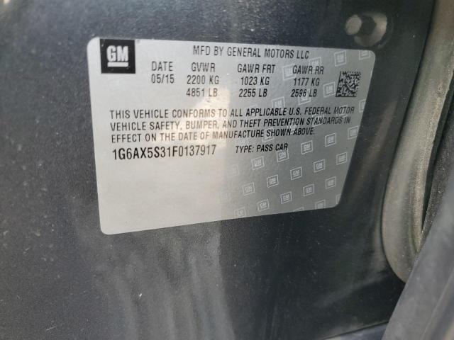 1G6AX5S31F0137917 - 2015 CADILLAC CTS LUXURY COLLECTION 灰色 照片 12