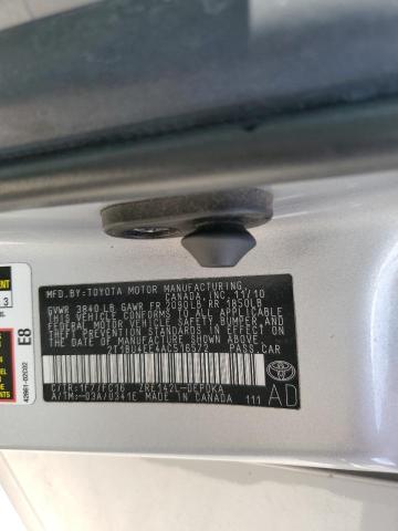 2T1BU4EE4AC516572 - 2010 TOYOTA COROLLA BASE SILVER photo 12