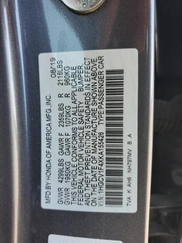 1HGCV1F4XKA155426 - 2019 HONDA ACCORD EX GRAY photo 12