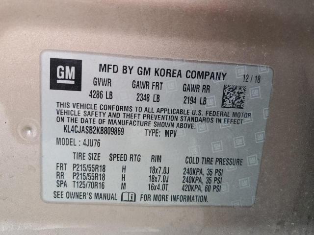 KL4CJASB2KB809869 - 2019 BUICK ENCORE PREFERRED თაფლისფერი ფოტო 14