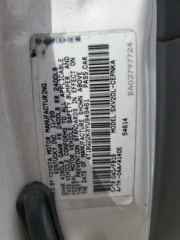 4T1BG22K3YU949461 - 2000 TOYOTA CAMRY CE Ақ фото 12