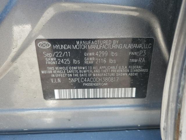 5NPEC4AC0CH380817 - 2012 HYUNDAI SONATA SE GRAY photo 12