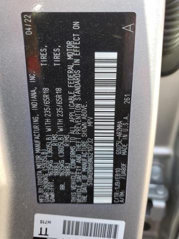 5TDHZRBH9NS210732 - 2022 TOYOTA HIGHLANDER XLE Plata foto 14