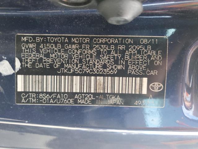JTKJF5C79C3023569 - 2012 TOYOTA SCION TC BLUE photo 12