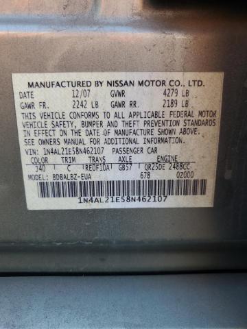 1N4AL21E58N462107 - 2008 NISSAN ALTIMA 2.5 GREEN photo 12