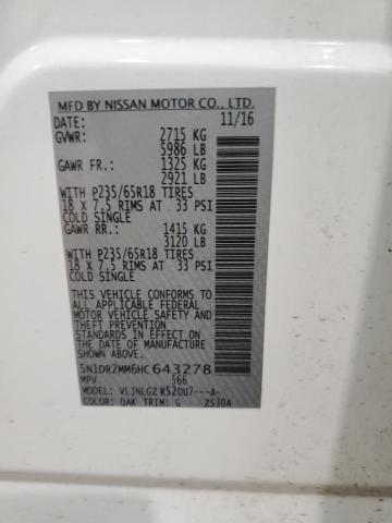 5N1DR2MM6HC643278 - 2017 NISSAN PATHFINDER S 白色 照片 12