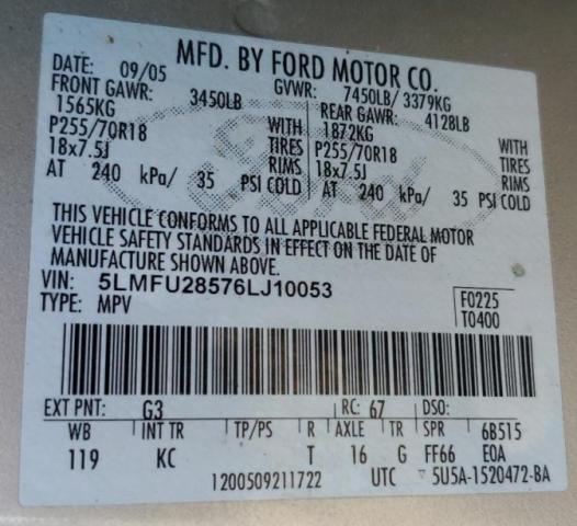 5LMFU28576LJ10053 - 2006 LINCOLN NAVIGATOR თაფლისფერი ფოტო 13