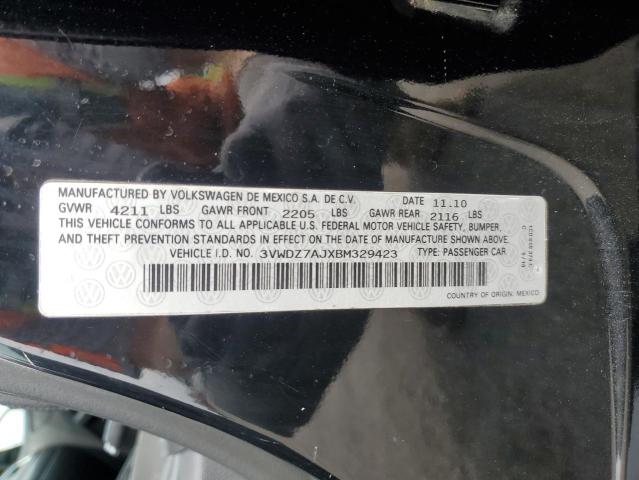 3VWDZ7AJXBM329423 - 2011 VOLKSWAGEN JETTA SE BLACK photo 12