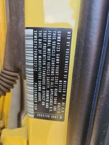 3VW5X7AT9DM832312 - 2013 VOLKSWAGEN BEETLE YELLOW photo 12