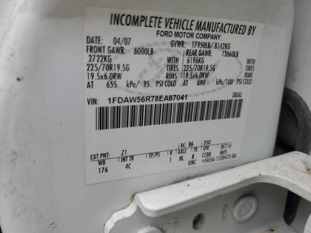 1FDAW56R78EA87041 - 2008 FORD F550 SUPER DUTY WHITE photo 10