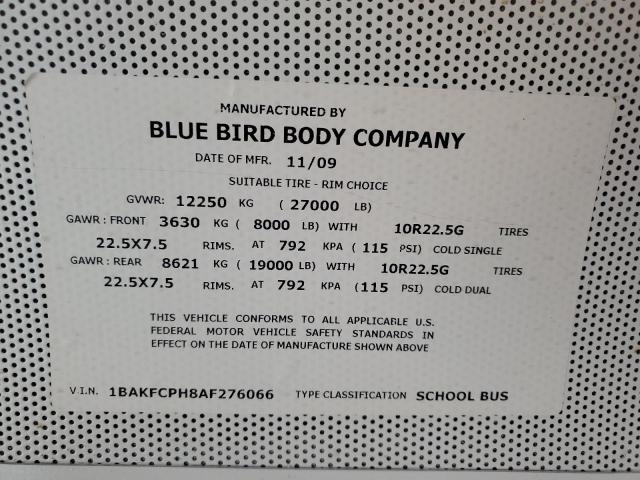 1BAKFCPH8AF276066 - 2010 BLUE BIRD SCHOOL BUS YELLOW photo 13