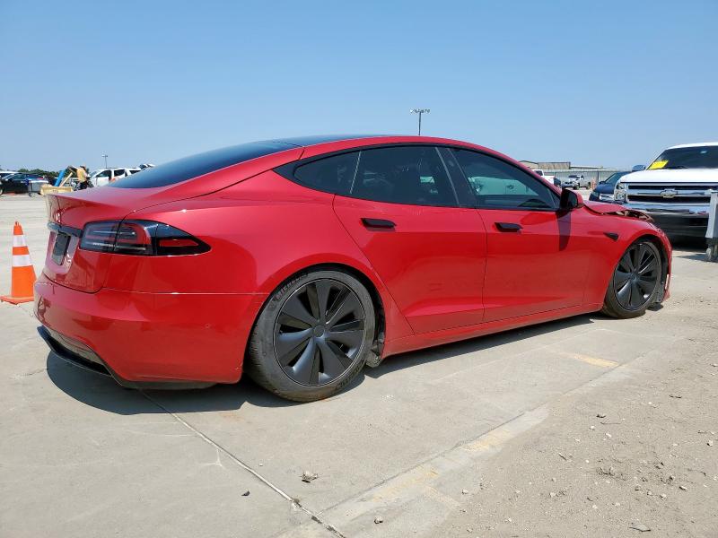 5YJSA1E51NF492742 - 2022 TESLA MODEL S Красный фото 3