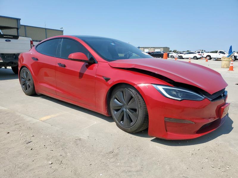 5YJSA1E51NF492742 - 2022 TESLA MODEL S Красный фото 4