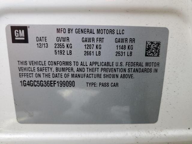 1G4GC5G36EF199090 - 2014 BUICK LACROSSE WHITE photo 12