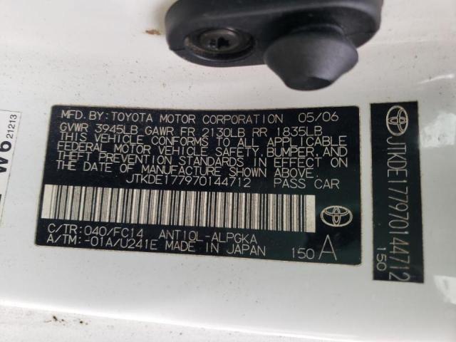 JTKDE177970144712 - 2007 TOYOTA SCION TC WHITE photo 12