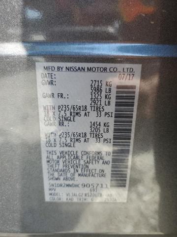 5N1DR2MN0HC905711 - 2017 NISSAN PATHFINDER S GRAY photo 13