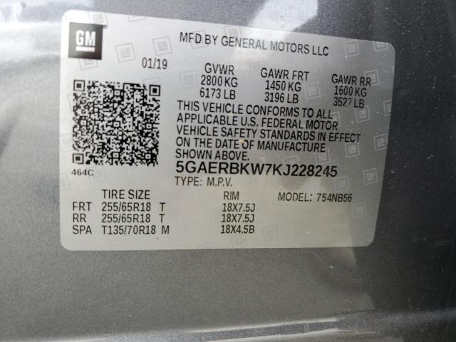 5GAERBKW7KJ228245 - 2019 BUICK ENCLAVE ESSENCE 灰色 照片 12
