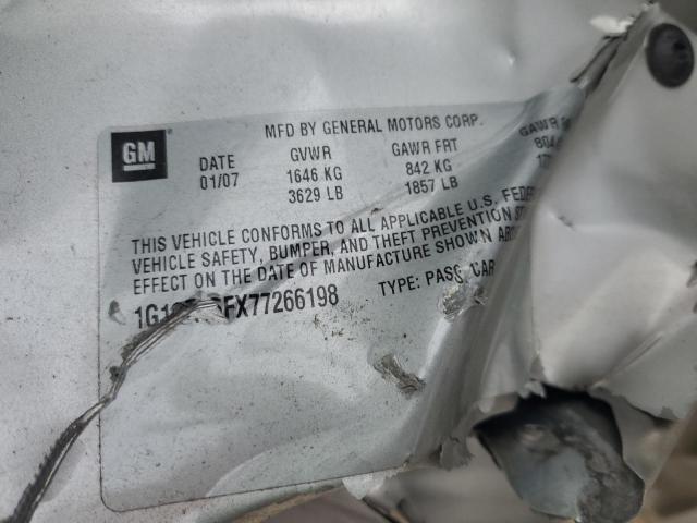 1G1AK15FX77266198 - 2007 CHEVROLET COBALT LS SILVER photo 12