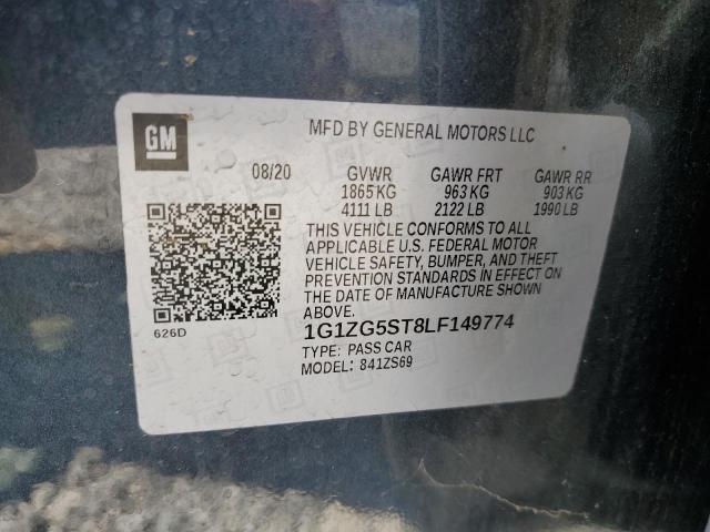 1G1ZG5ST8LF149774 - 2020 CHEVROLET MALIBU RS GRAY photo 12