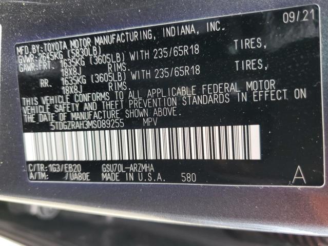 5TDGZRAH3MS089255 - 2021 TOYOTA HIGHLANDER XLE Boz foto 14