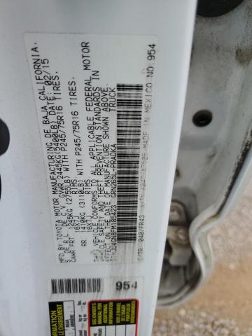 3TMJU4GN8FM185423 - 2015 TOYOTA TACOMA DOUBLE CAB PRERUNNER WHITE photo 12