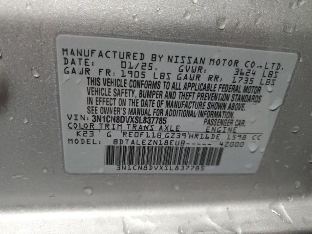 3N1CN8DVXSL837785 - 2025 NISSAN VERSA S SILVER photo 13