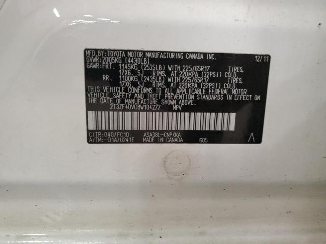 2T3ZF4DV0BW104277 - 2011 TOYOTA RAV4 白色 照片 13