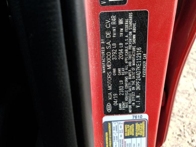 3KPF24AD7KE112916 - 2019 KIA FORTE FE Qırmızı foto 13