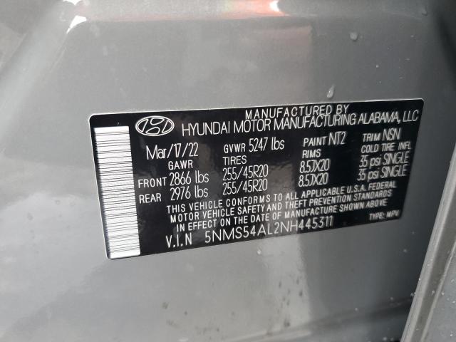 5NMS54AL2NH445311 - 2022 HYUNDAI SANTA FE CALLIGRAPHY GRAY photo 14