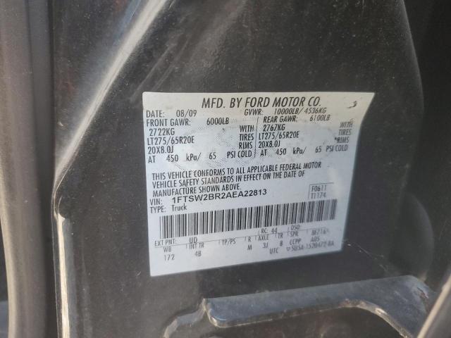 1FTSW2BR2AEA22813 - 2010 FORD F250 SUPER DUTY BLACK photo 12