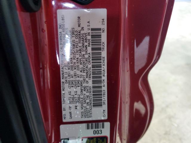 5TETX22N08Z513693 - 2008 TOYOTA TACOMA ACCESS CAB წითელი ფოტო 13