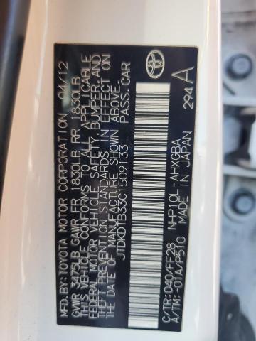 JTDKDTB33C1509133 - 2012 TOYOTA PRIUS C WHITE photo 13