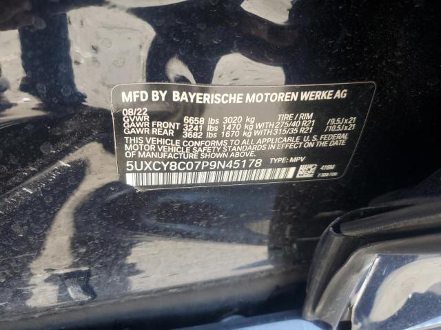 5UXCY8C07P9N45178 - 2023 BMW X6 M50I BLUE photo 13