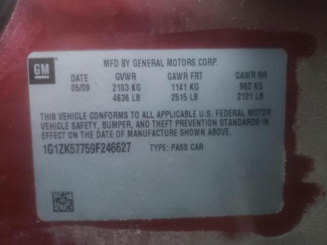 1G1ZK57759F246627 - 2009 CHEVROLET MALIBU LTZ მუქწითელი ფოტო 12