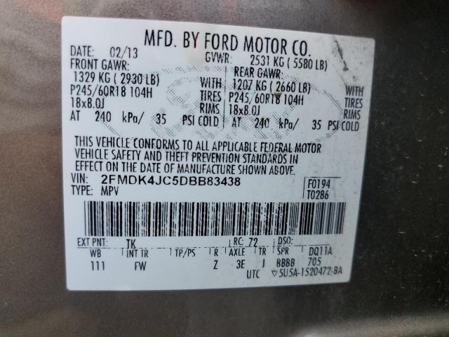 2FMDK4JC5DBB83438 - 2013 FORD EDGE SEL GREEN photo 13