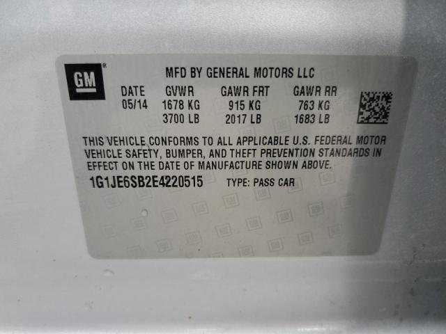 1G1JE6SB2E4220515 - 2014 CHEVROLET SONIC LTZ SILVER photo 12