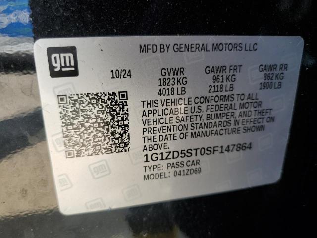 1G1ZD5ST0SF147864 - 2025 CHEVROLET MALIBU LT შავი ფოტო 12