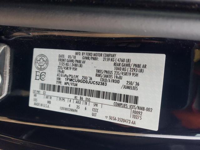 1FMCU9GD0JUC52383 - 2018 FORD ESCAPE SE BLACK photo 14