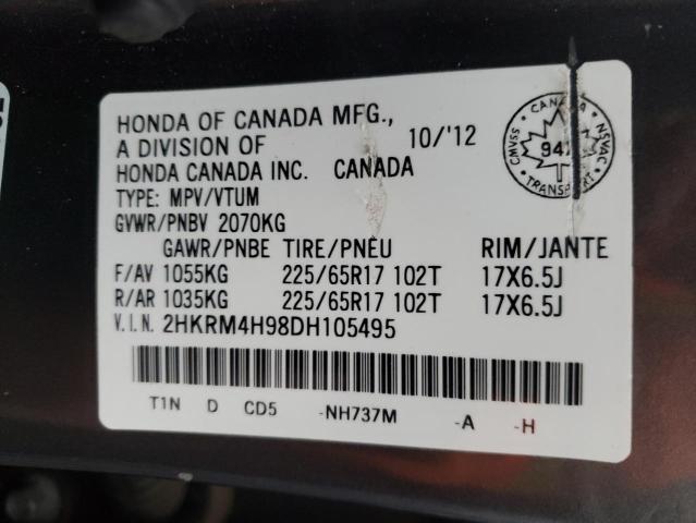 2HKRM4H98DH105495 - 2013 HONDA CR-V TOURING GRAY photo 14