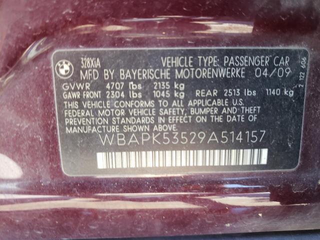 WBAPK53529A514157 - 2009 BMW 328 XI SULEV 勃艮第红 照片 12